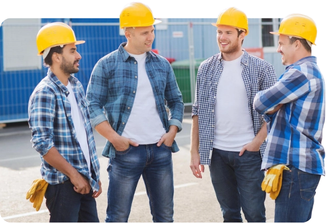 Obrázek smějících se dělníků v sekci o Monotech